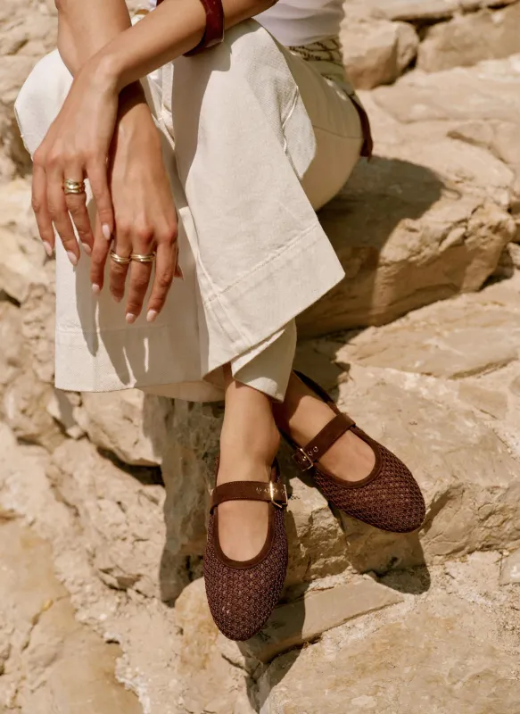 Trixie Brown Mesh Ballet Flat Pumps sold by Mint Velvet