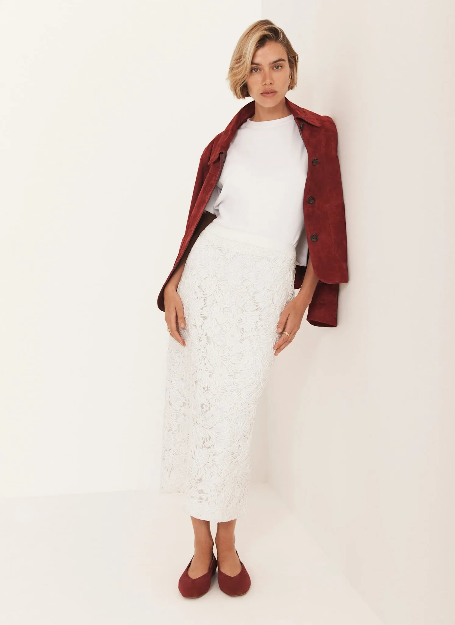 Cream Lace Pencil Skirt sold by Mint Velvet product image thumbnail 2