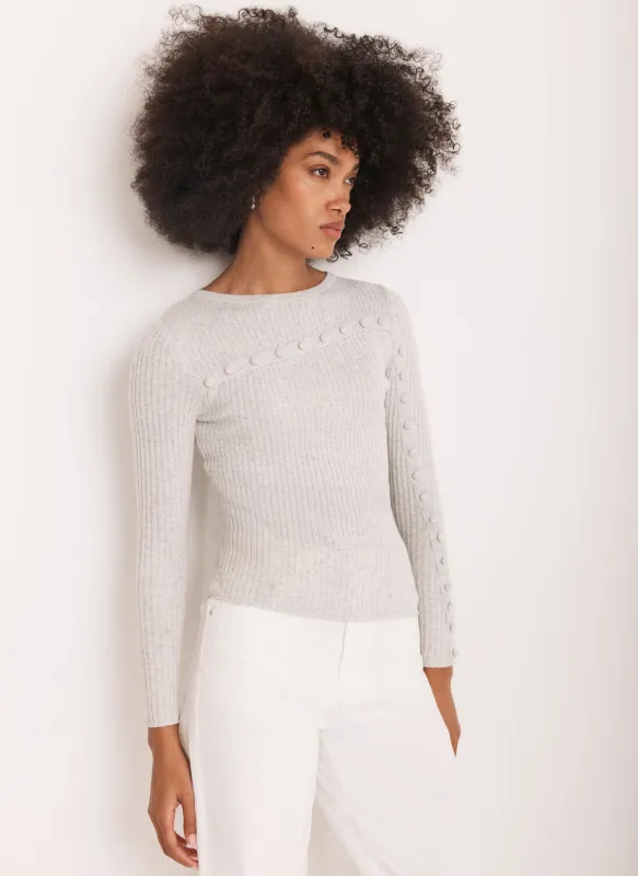 Grey Cotton Blend Asymmetric Knit Top sold by Mint Velvet