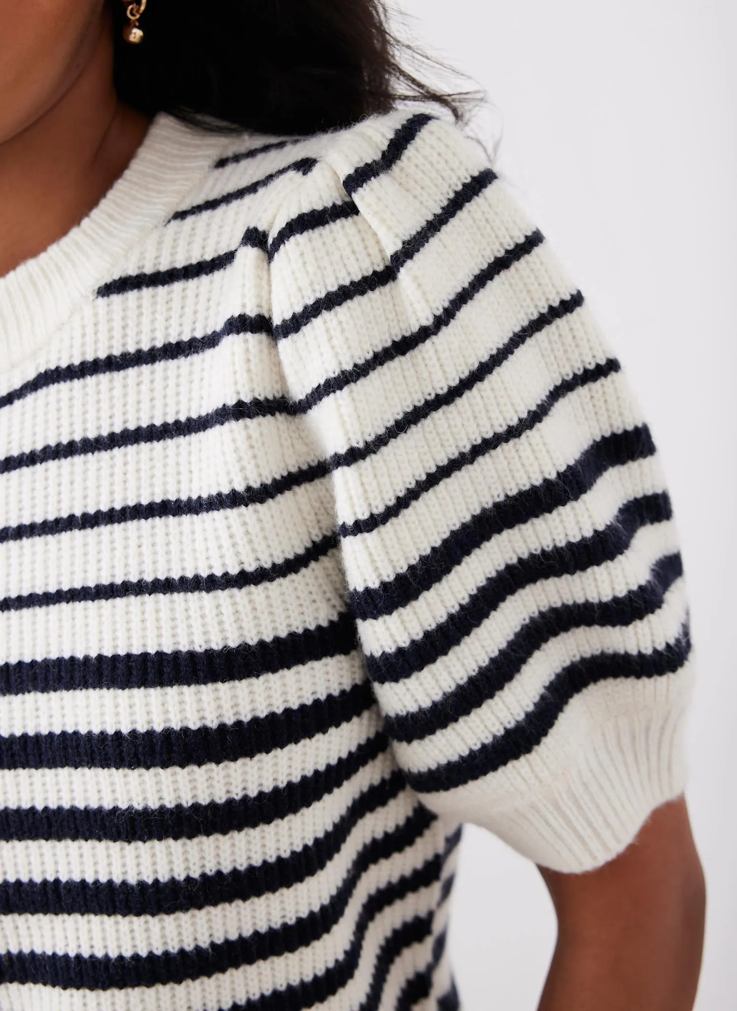 Navy Striped Puff Sleeve Knit Top sold by Mint Velvet product image thumbnail 5
