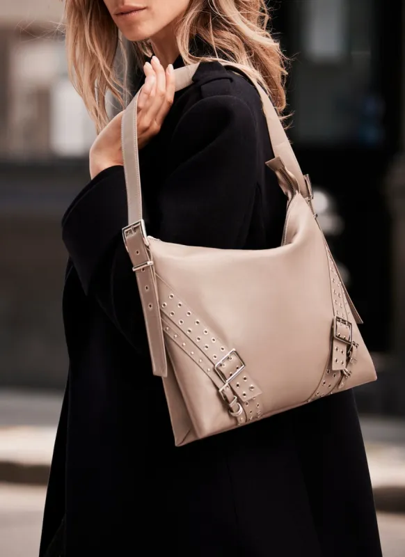 Neutral Leather Buckle Bag sold by Mint Velvet