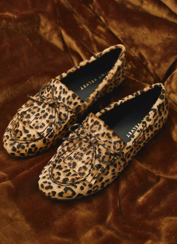 Gaia Leopard Print Textured Loafers sold by Mint Velvet