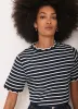 Navy Stripe Scallop Trim T-Shirt sold by Mint Velvet