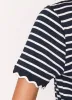 Navy Stripe Scallop Trim T-Shirt sold by Mint Velvet
