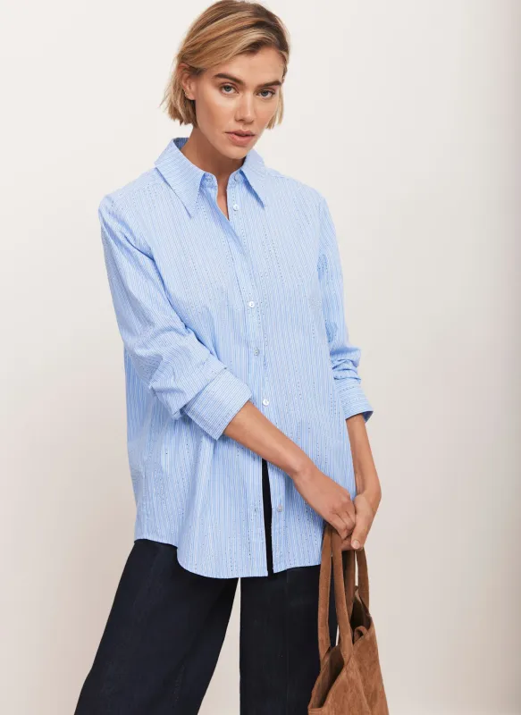 Blue Striped Diamante Detail Shirt sold by Mint Velvet