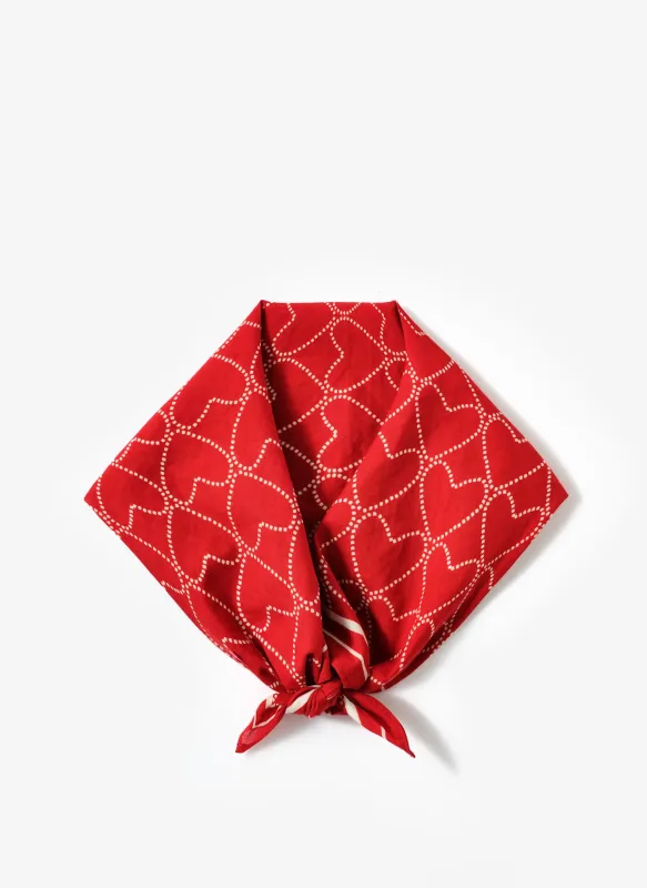 Red Cotton Heart Print Square Neck Scarf sold by Mint Velvet