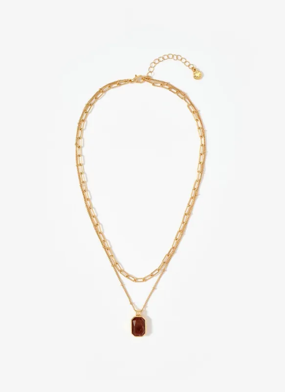 Gold Tone Layered Stone Necklace sold by Mint Velvet