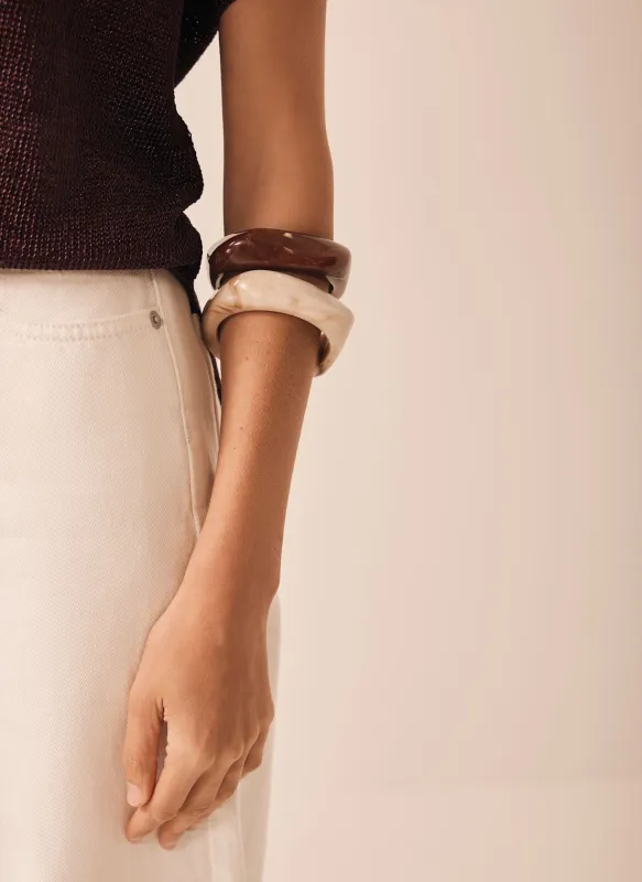 Neutral Two Pack Resin Bangle Set sold by Mint Velvet