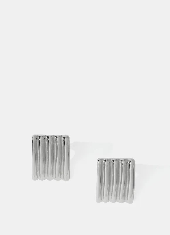 Silver Tone Ribbed Stud Earrings sold by Mint Velvet