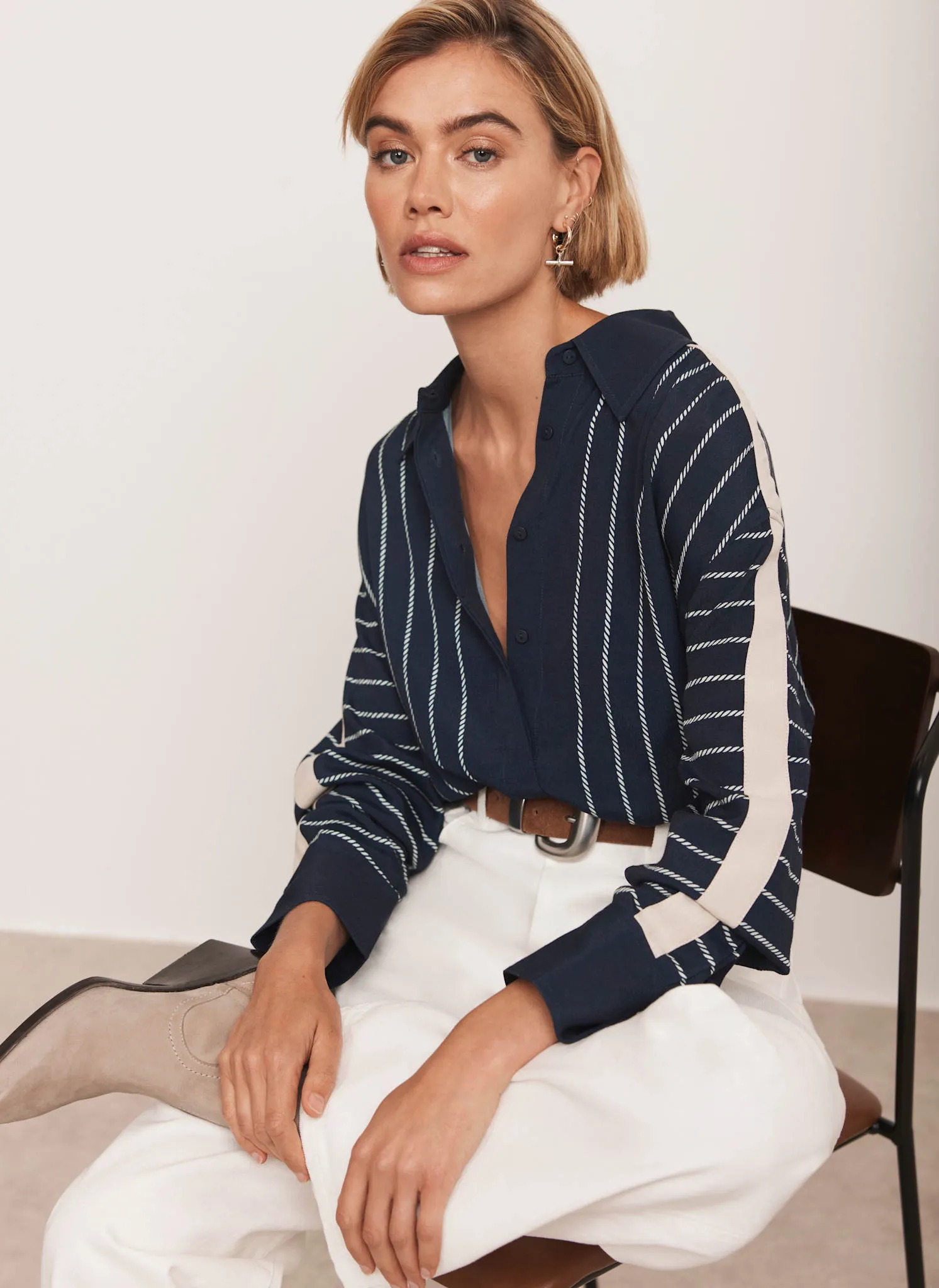 Navy Striped Shirt sold by Mint Velvet product image thumbnail 3