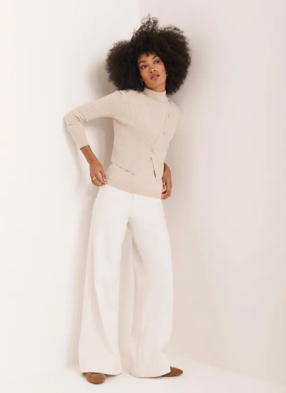 Neutral Double Layer Ribbed Jumper sold by Mint Velvet