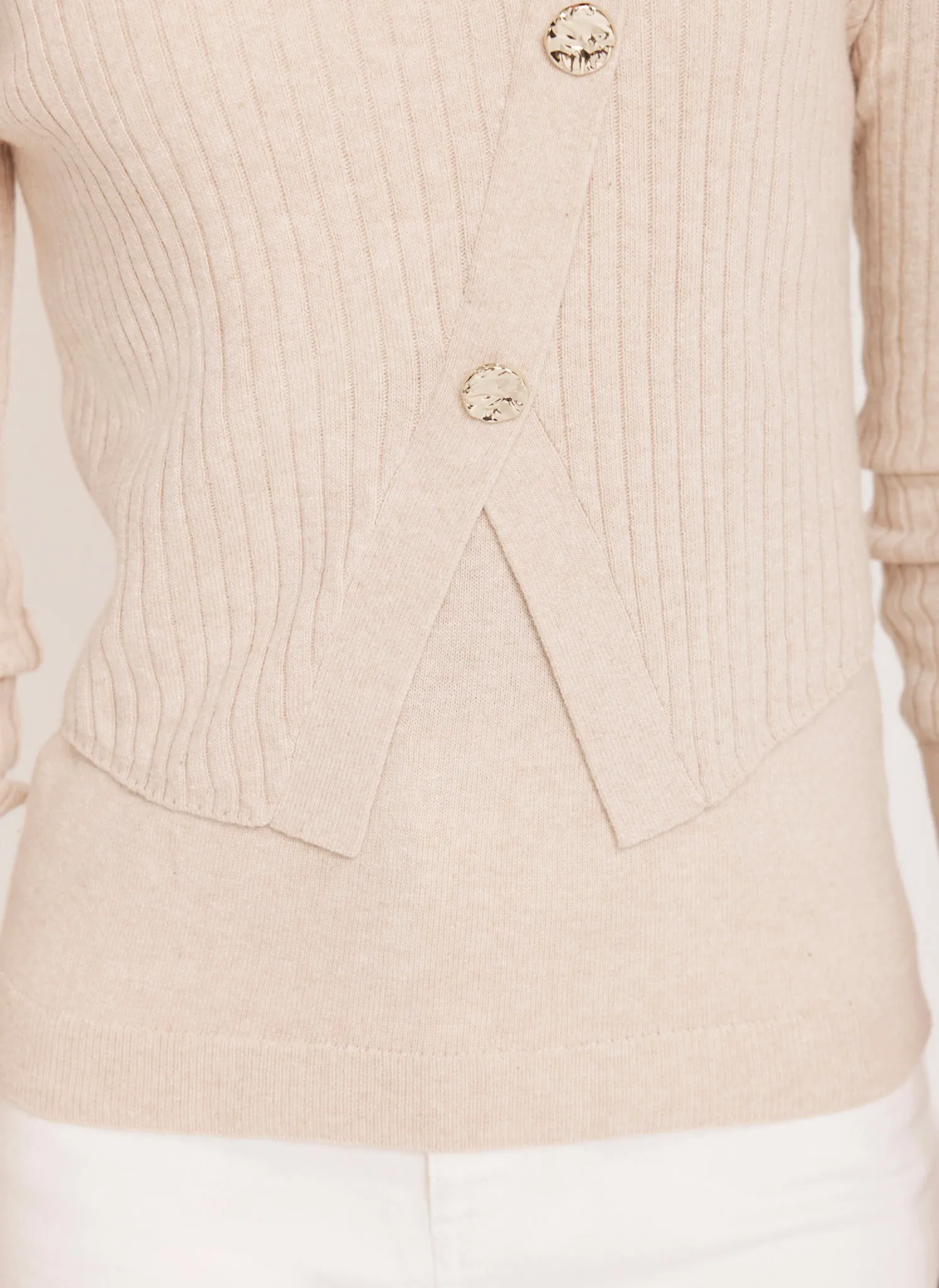 Neutral Double Layer Ribbed Jumper sold by Mint Velvet product image thumbnail 3