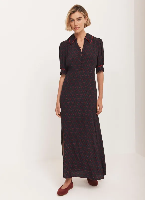 Navy Heart Print Midi Dress sold by Mint Velvet