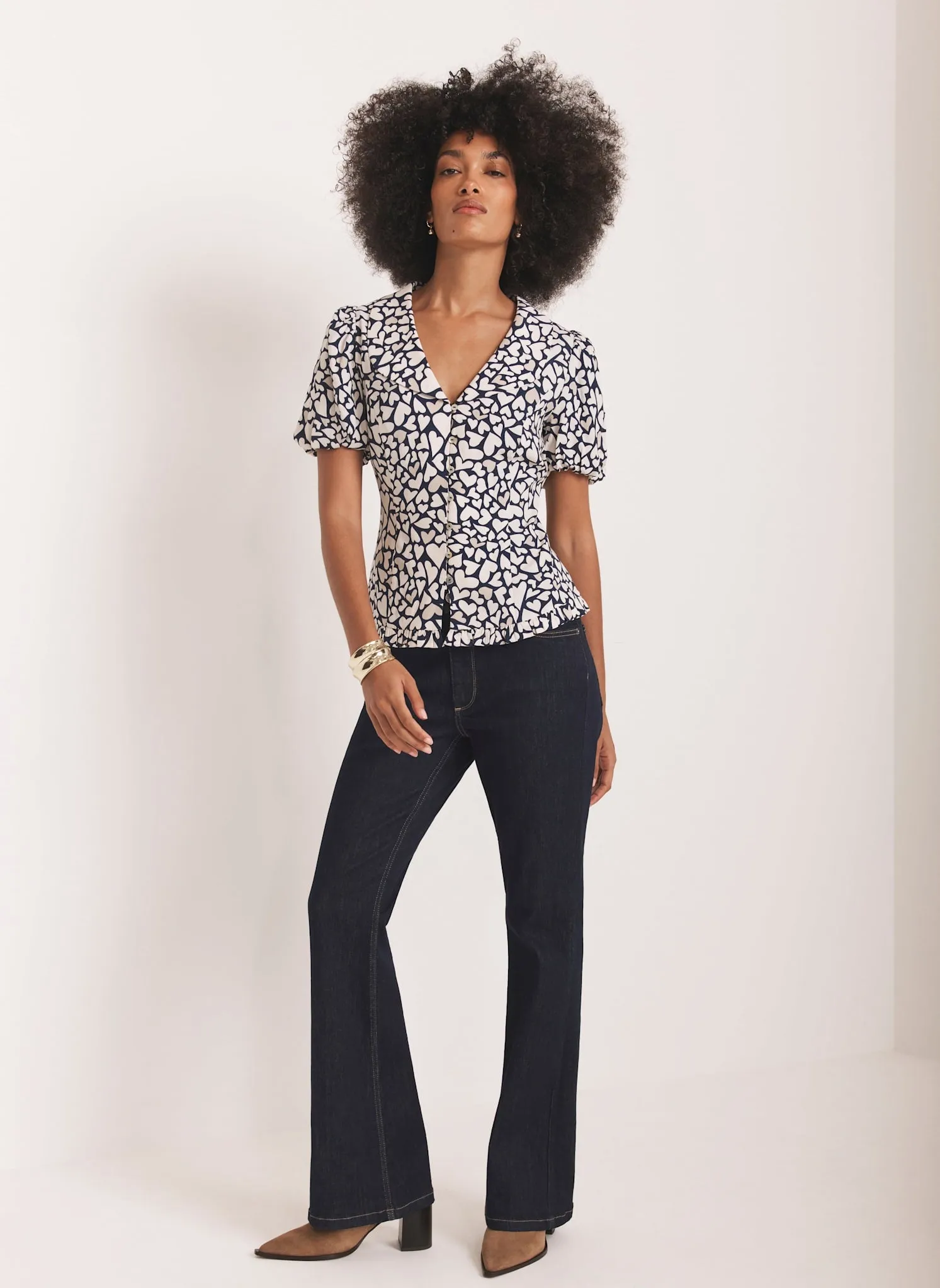 Navy Heart Print Blouse sold by Mint Velvet product image thumbnail 5