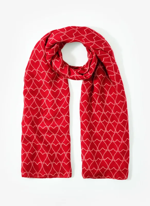 Red Heart Print Lightweight Scarf sold by Mint Velvet