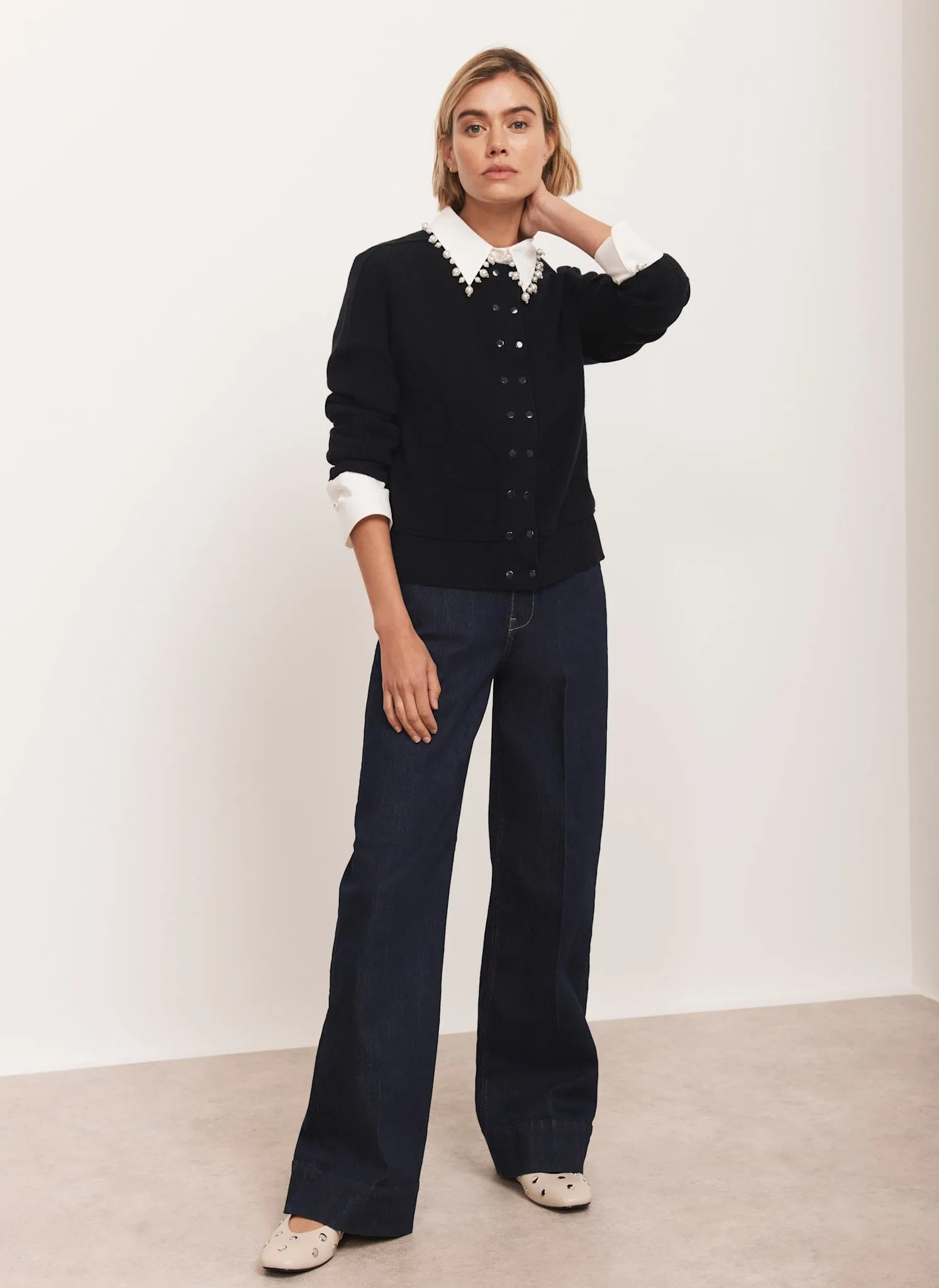 Navy Lightweight Cotton Blend Cardigan sold by Mint Velvet product image thumbnail 5