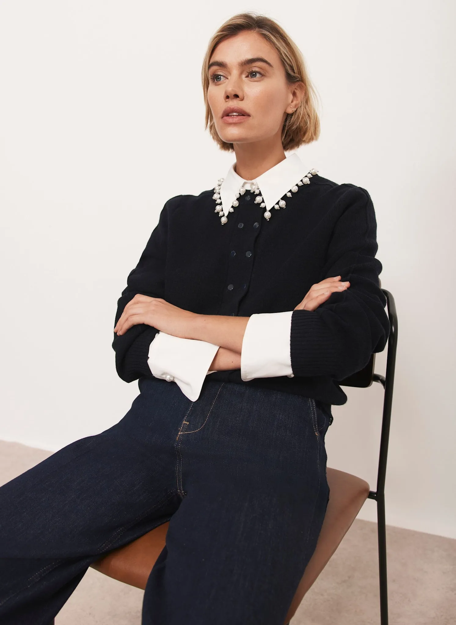 Navy Lightweight Cotton Blend Cardigan sold by Mint Velvet