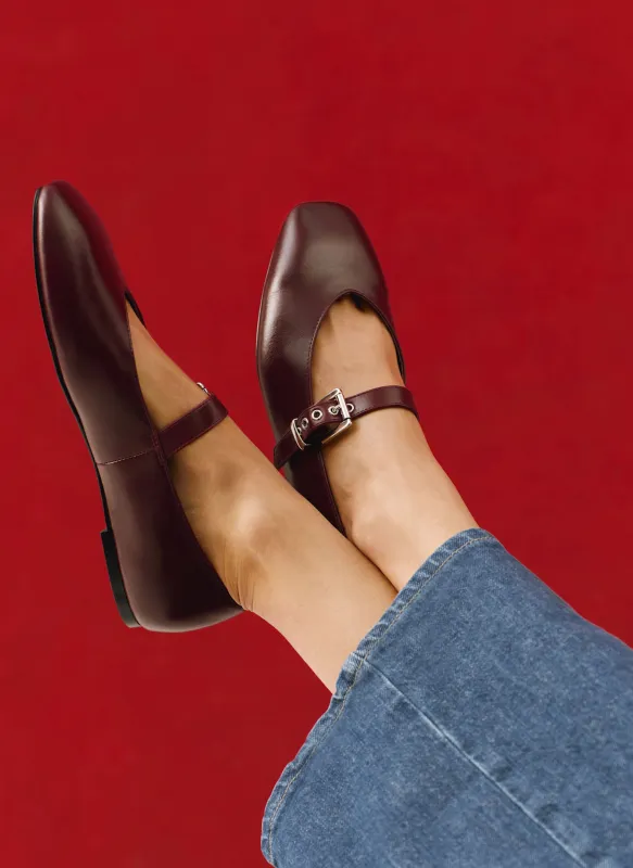 Bea Burgundy Leather Ballet Flats sold by Mint Velvet