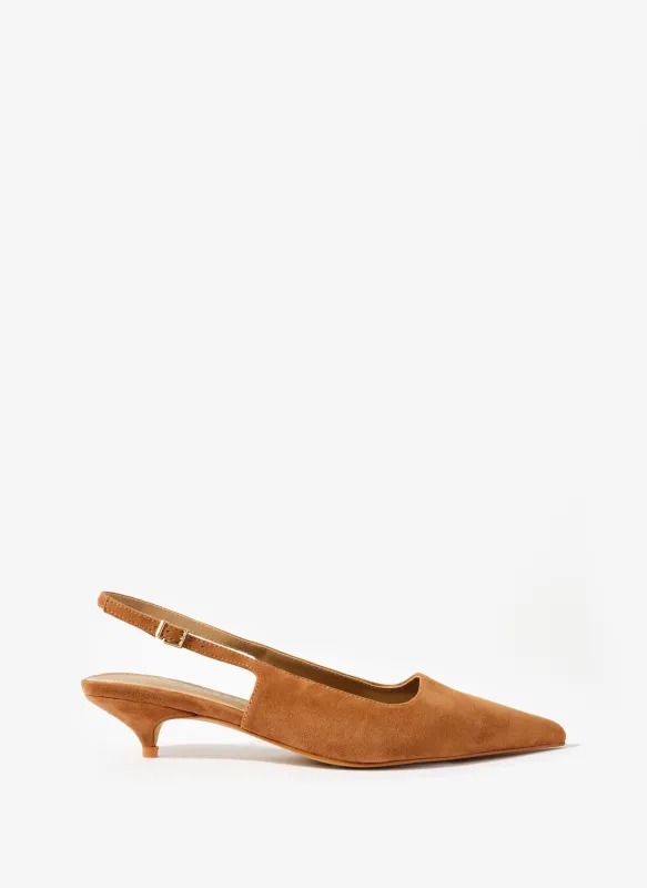 Mila Tan Suede Slingback Kitten Heels sold by Mint Velvet
