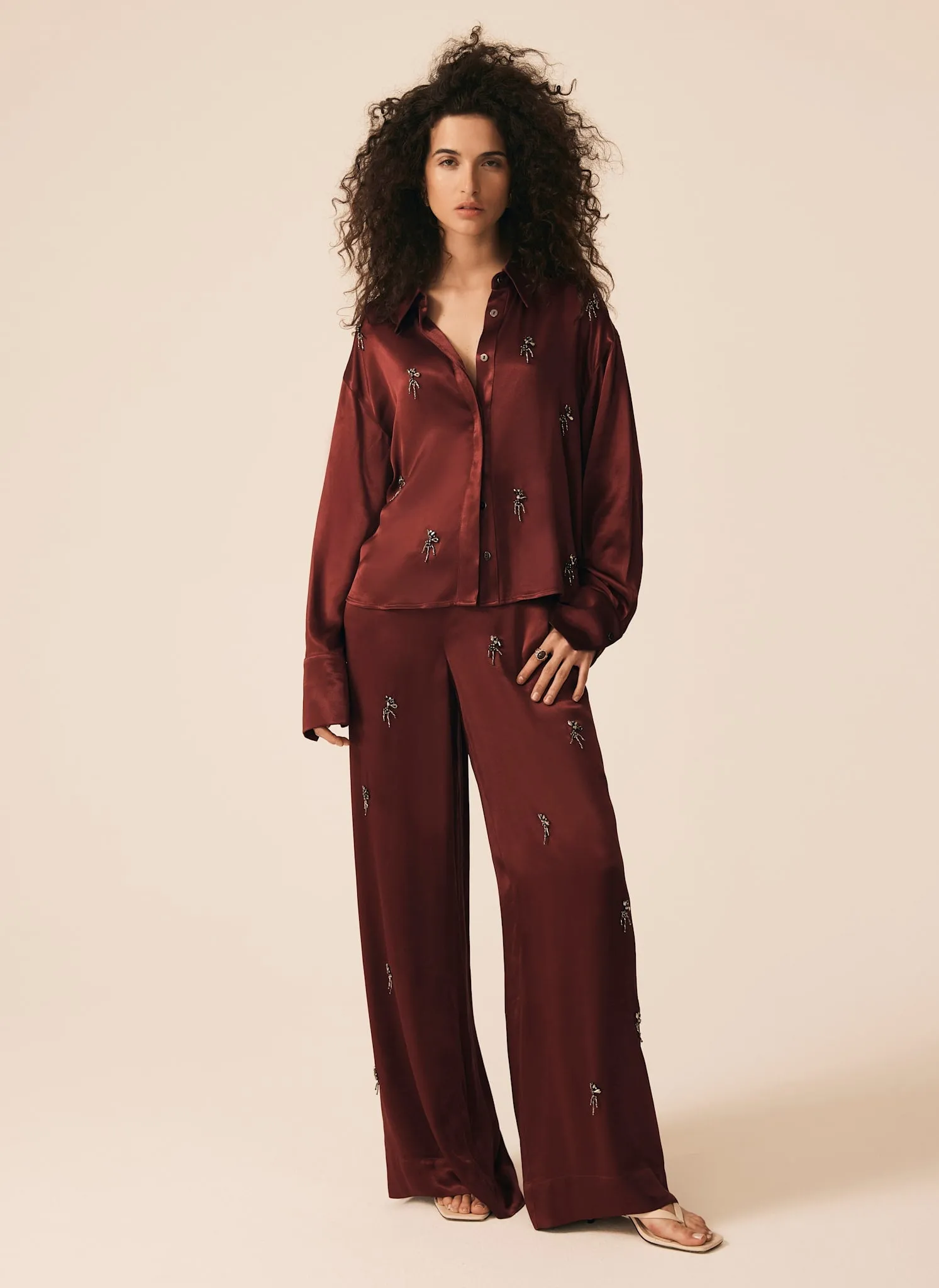 Burgundy Embellished Shirt sold by Mint Velvet product image thumbnail 3