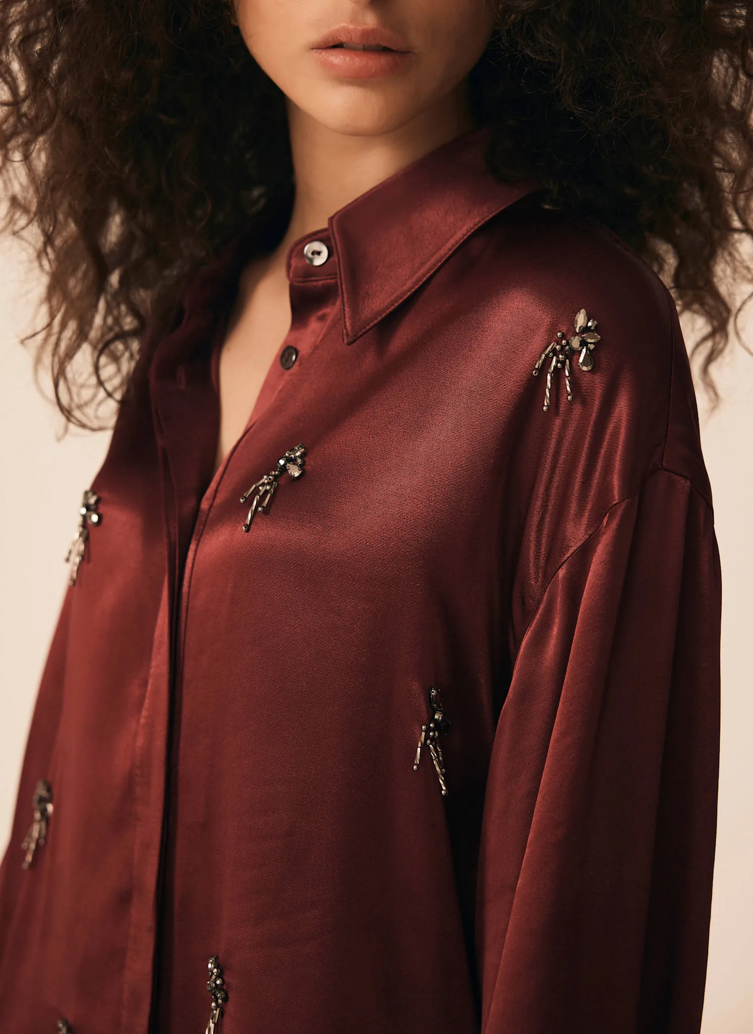 Burgundy Embellished Shirt sold by Mint Velvet product image thumbnail 4