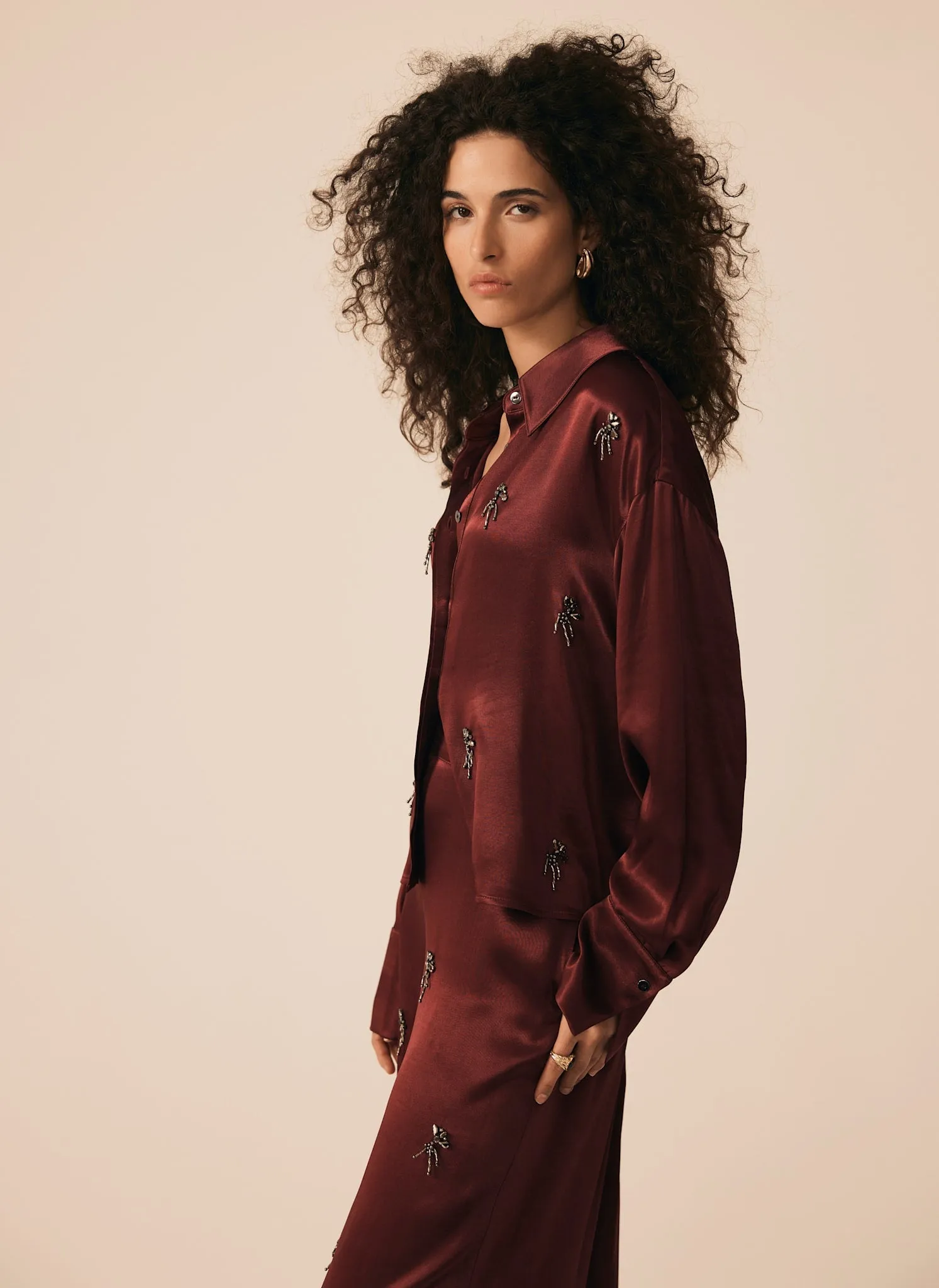 Burgundy Embellished Shirt sold by Mint Velvet product image thumbnail 2