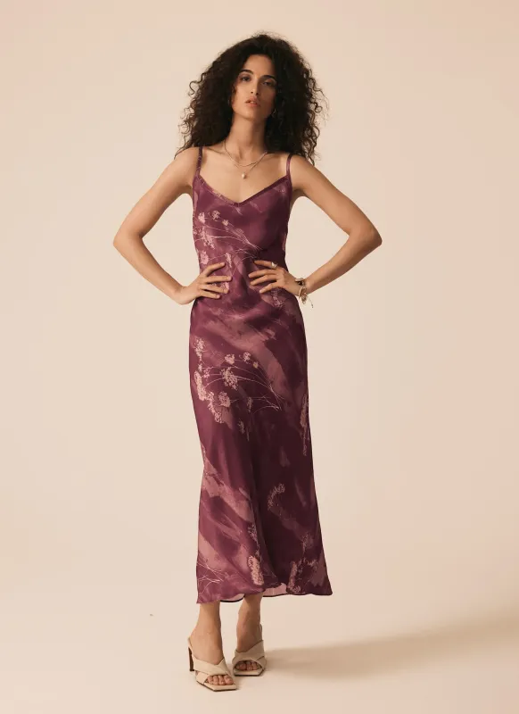 Burgundy Floral Print Slip Dress sold by Mint Velvet