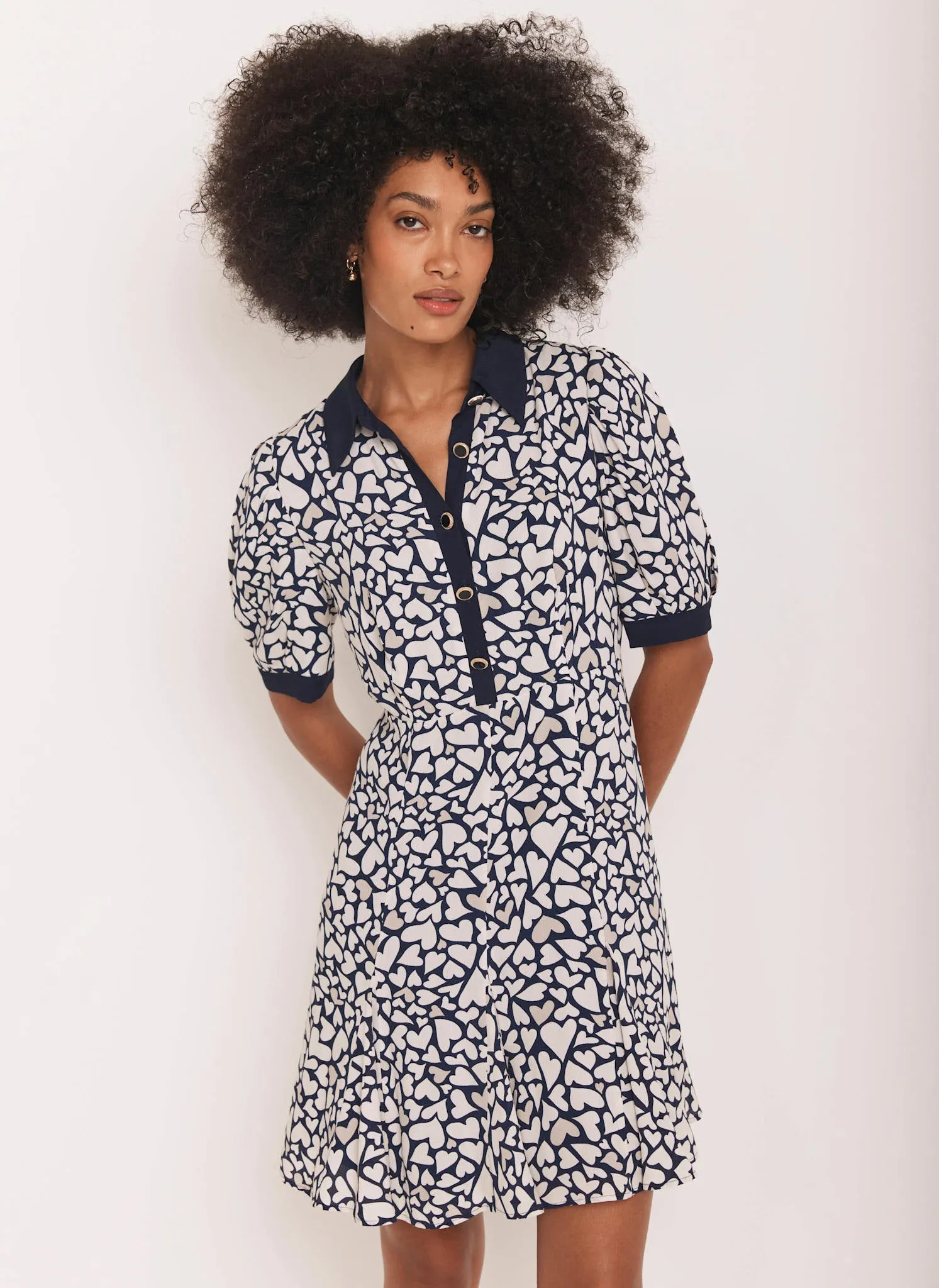 Navy Heart Print Mini Dress sold by Mint Velvet product image thumbnail 4