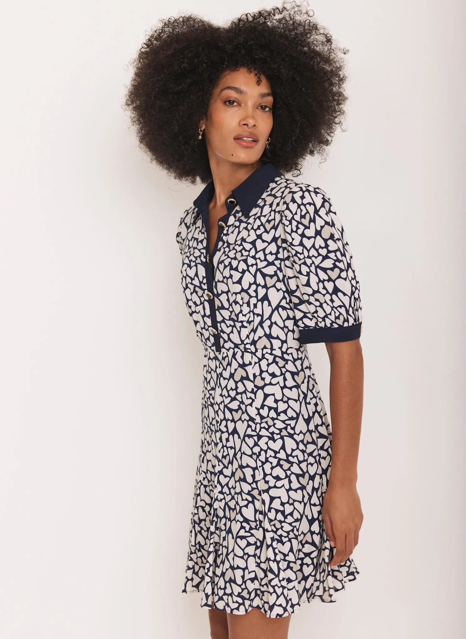 Navy Heart Print Mini Dress sold by Mint Velvet product image thumbnail 2