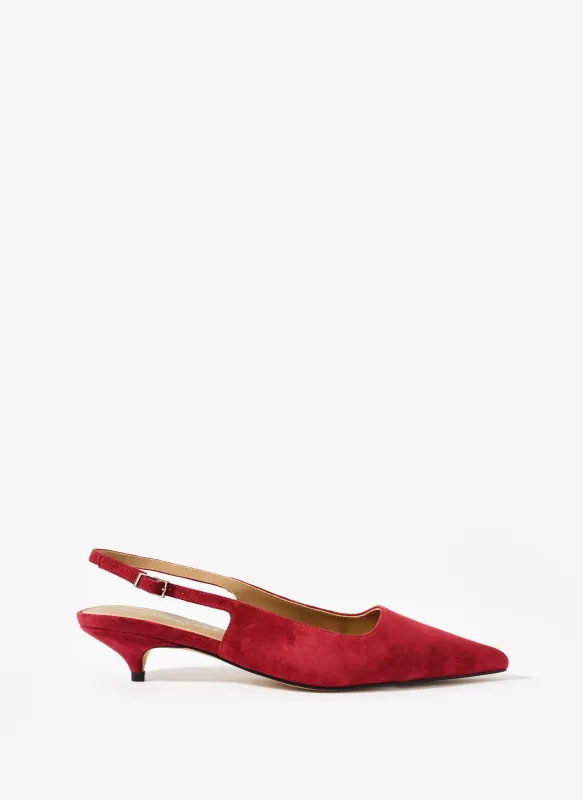 Mila Red Suede Slingback Kitten Heels sold by Mint Velvet