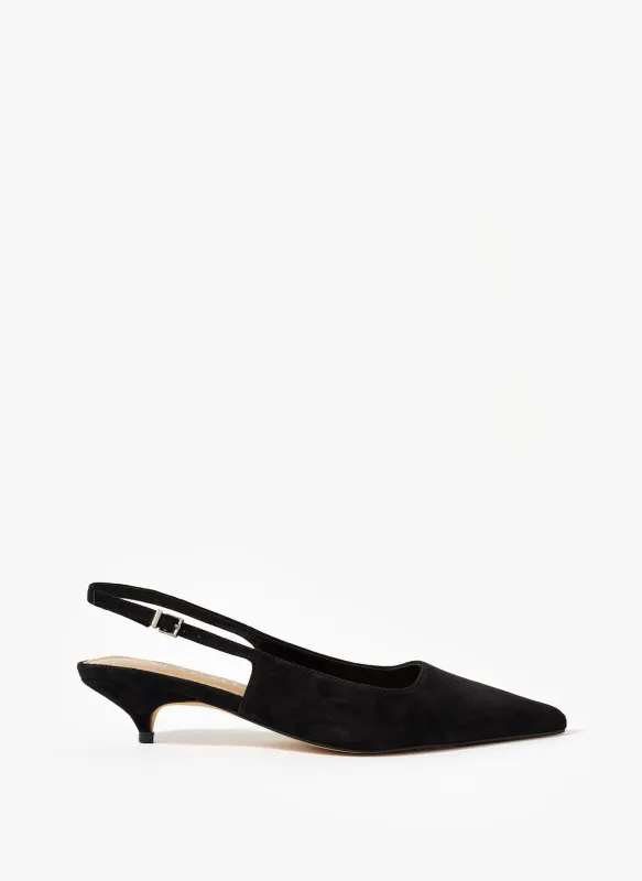 Mila Black Suede Slingback Kitten Heels sold by Mint Velvet