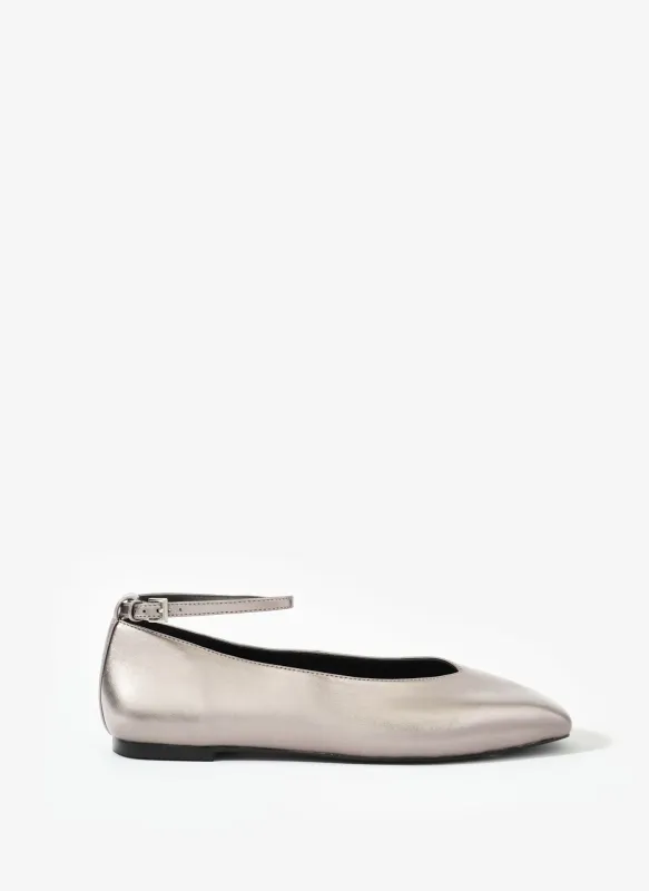 Honey Silver Leather Ballet Flats sold by Mint Velvet
