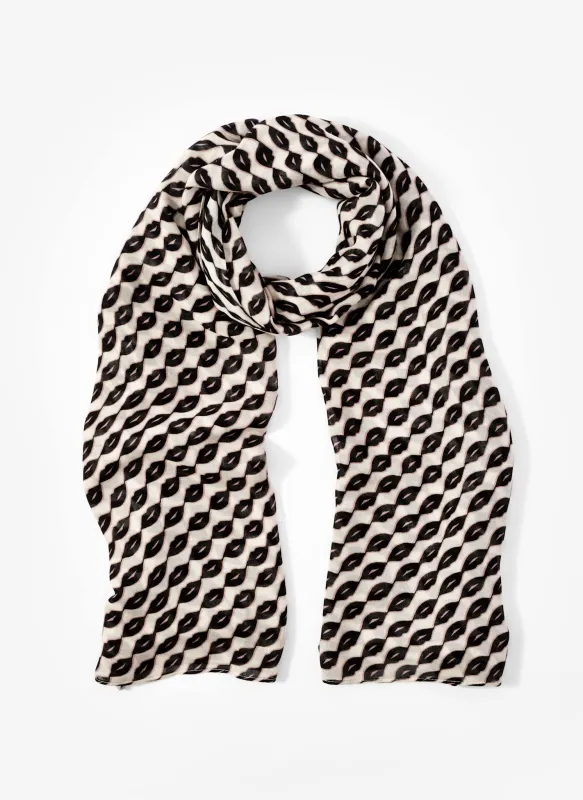 Navy Lip Print Lightweight Scarf sold by Mint Velvet