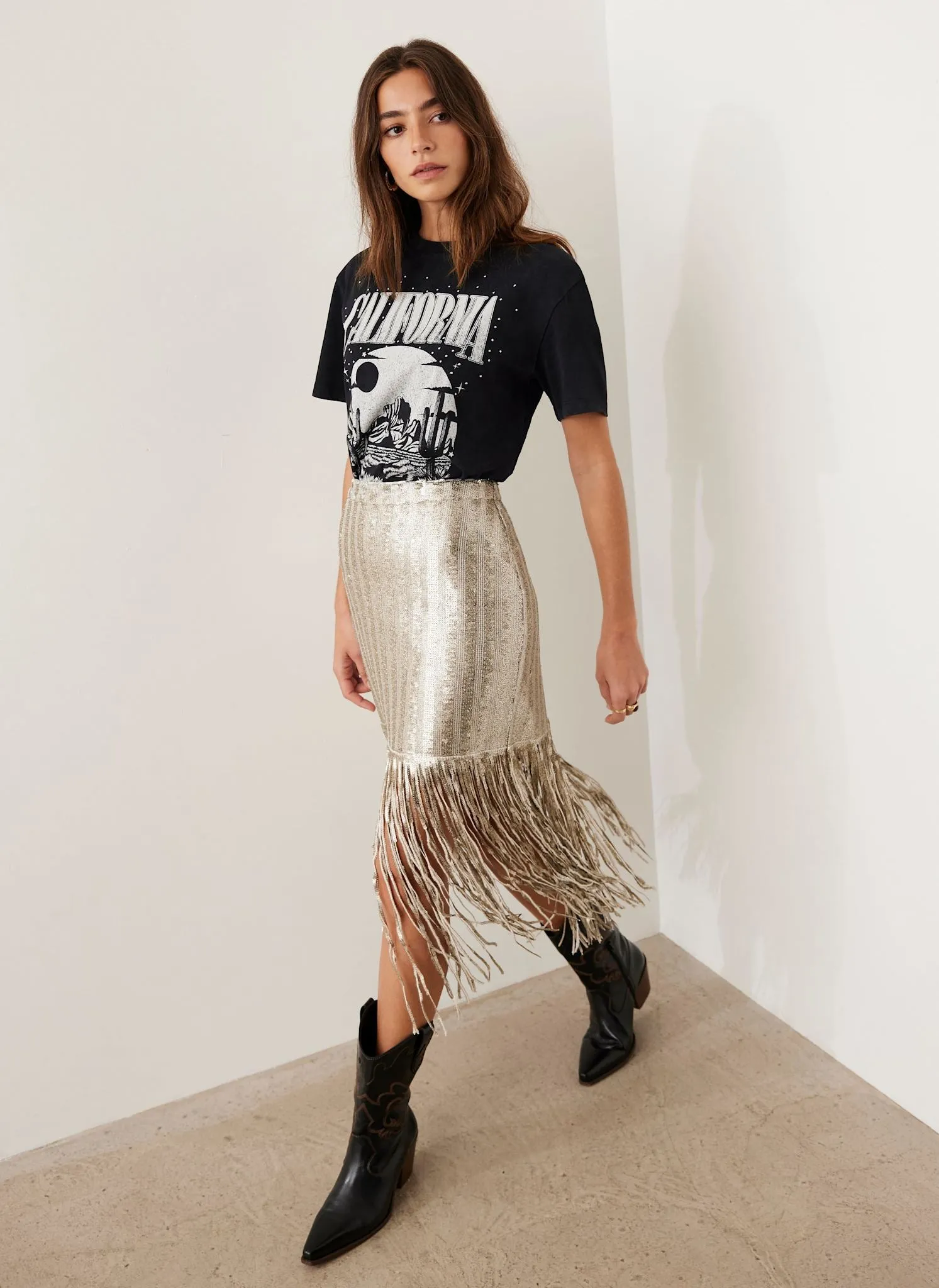 Silver Sequin Fringe Skirt sold by Mint Velvet product image thumbnail 2
