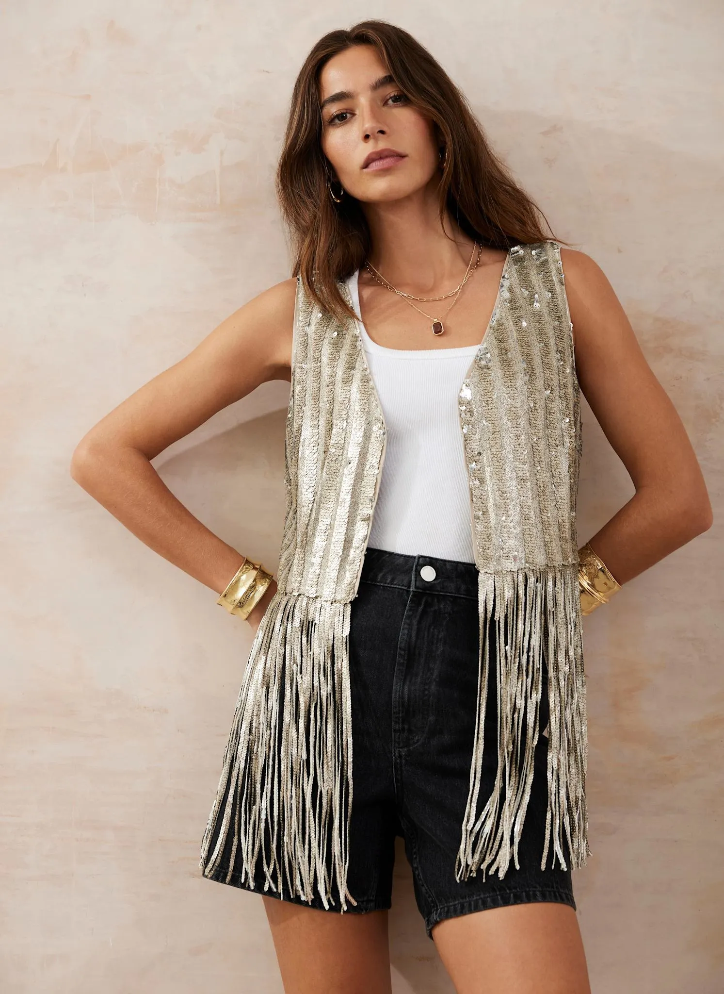 Gold Sequin Fringed Top sold by Mint Velvet product image thumbnail 4