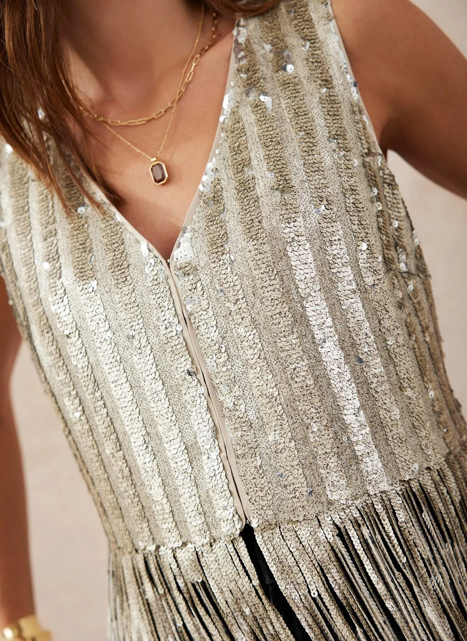 Gold Sequin Fringed Top sold by Mint Velvet product image thumbnail 5