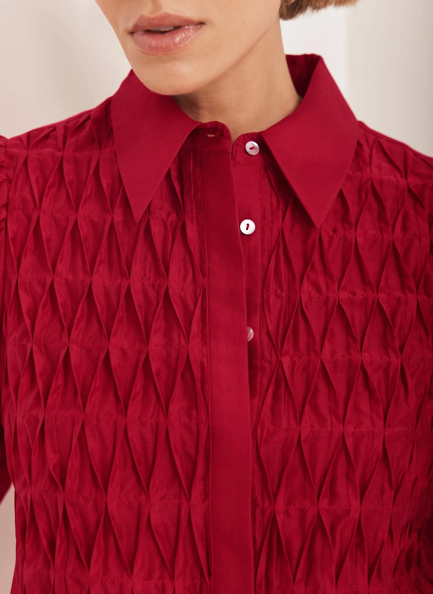 Red Puff Sleeve Smock Shirt sold by Mint Velvet product image thumbnail 5