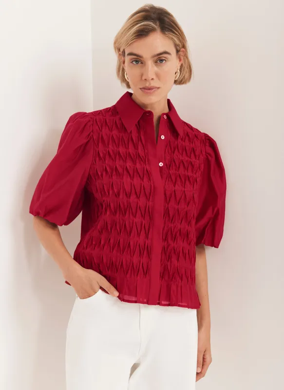 Red Puff Sleeve Smock Shirt sold by Mint Velvet