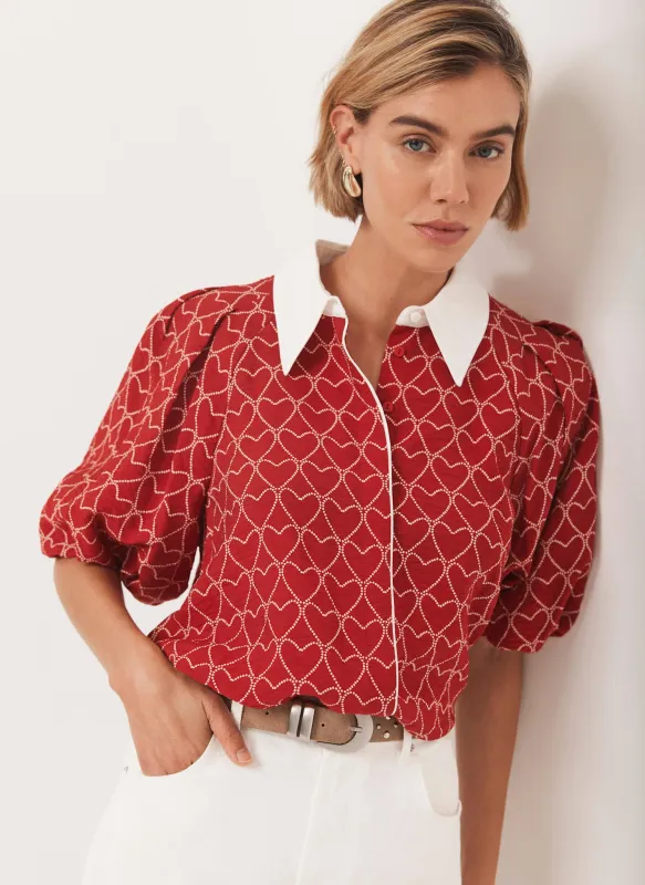 Red Heart Print Shirt sold by Mint Velvet