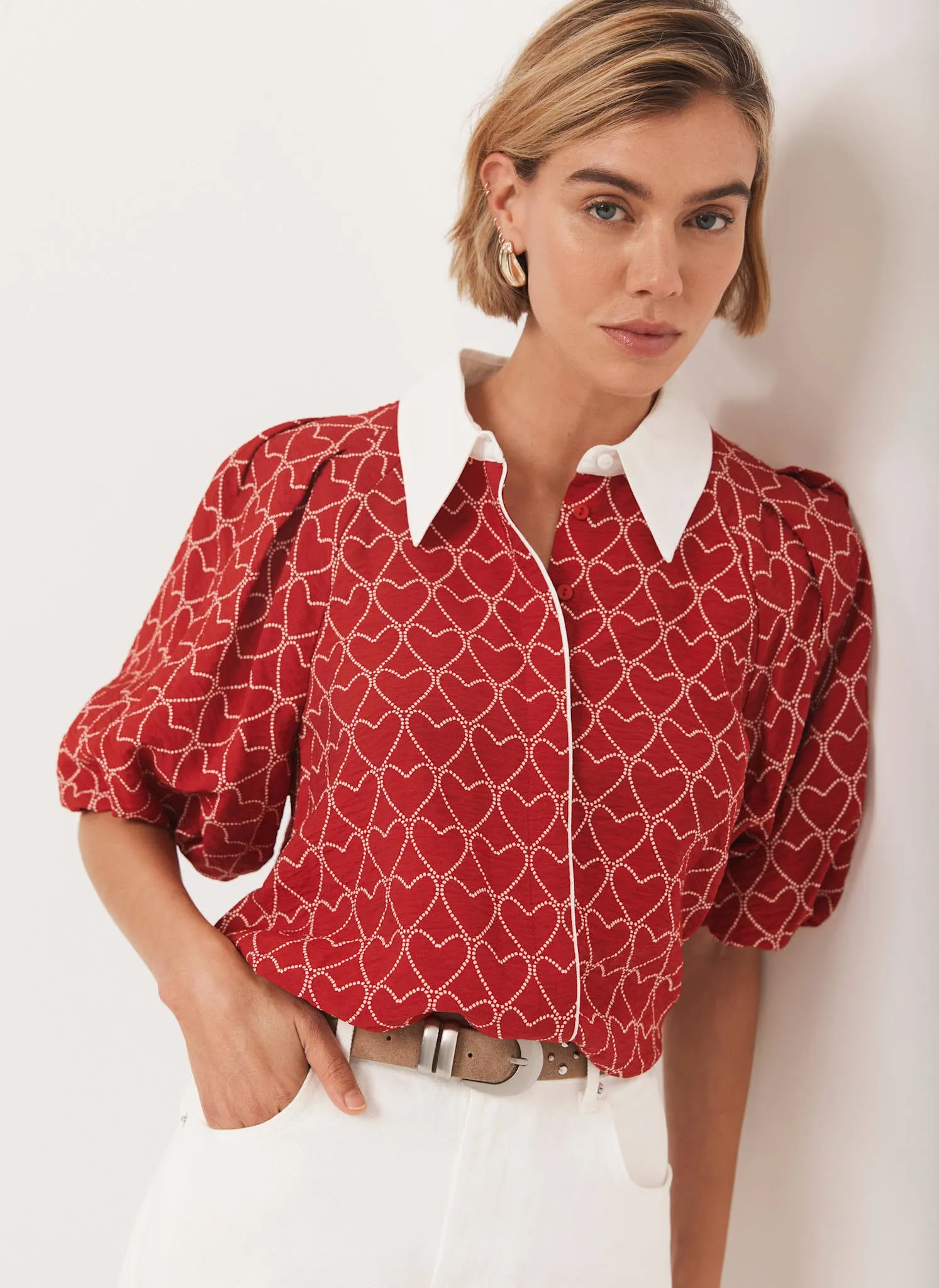 Red Heart Print Shirt sold by Mint Velvet