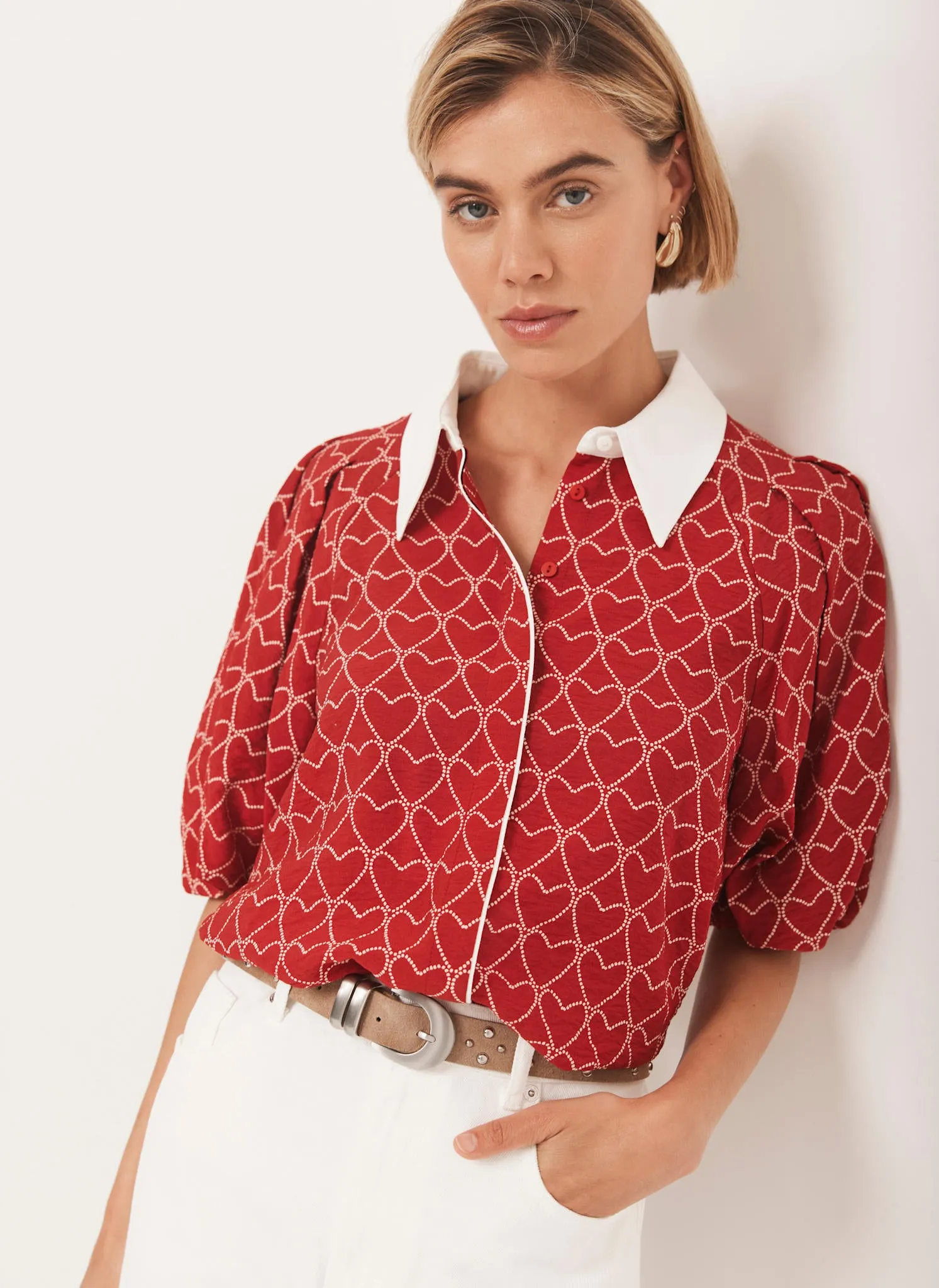 Red Heart Print Shirt sold by Mint Velvet product image thumbnail 3