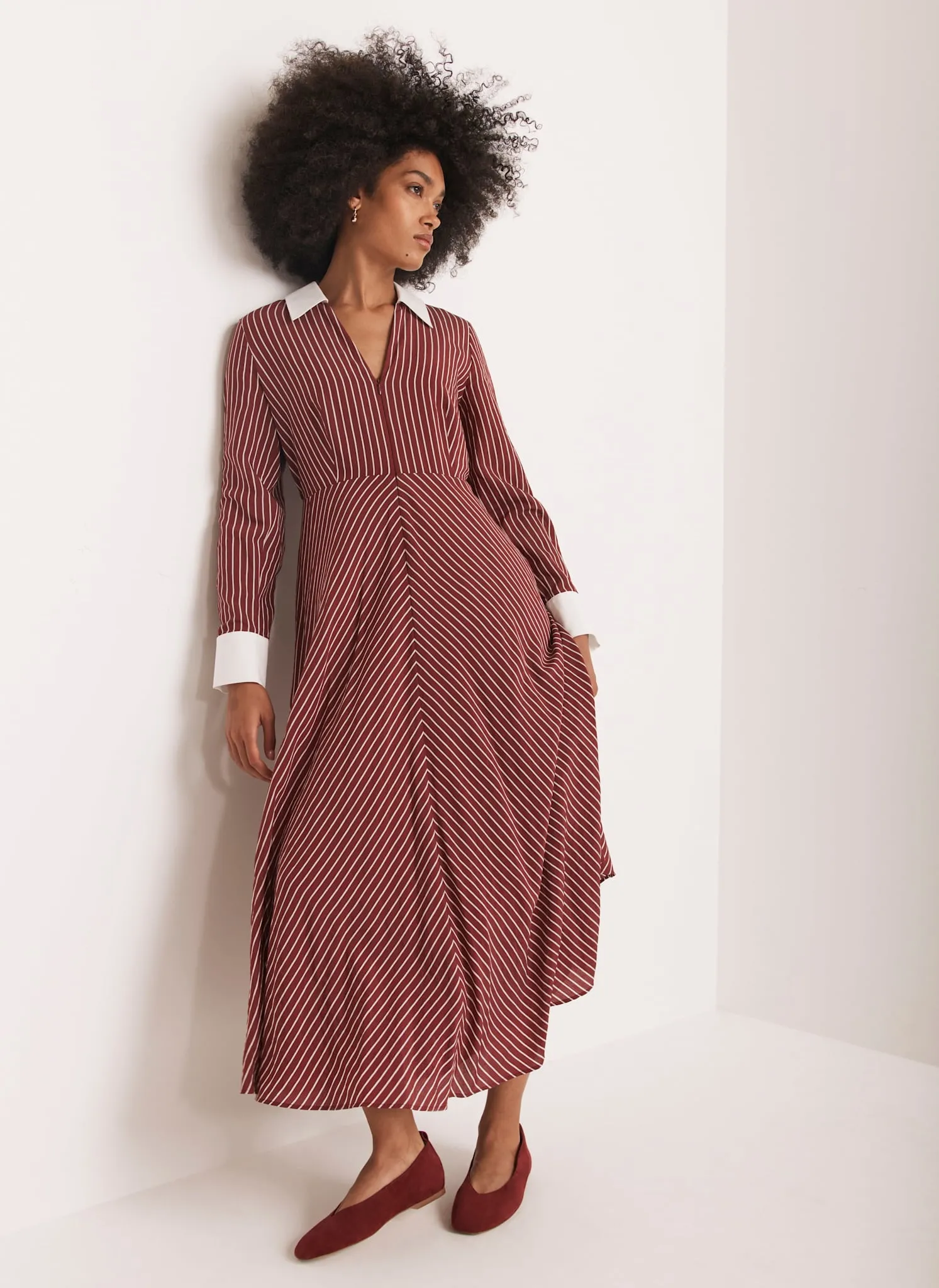 Burgundy Striped Maxi Dress sold by Mint Velvet product image thumbnail 2