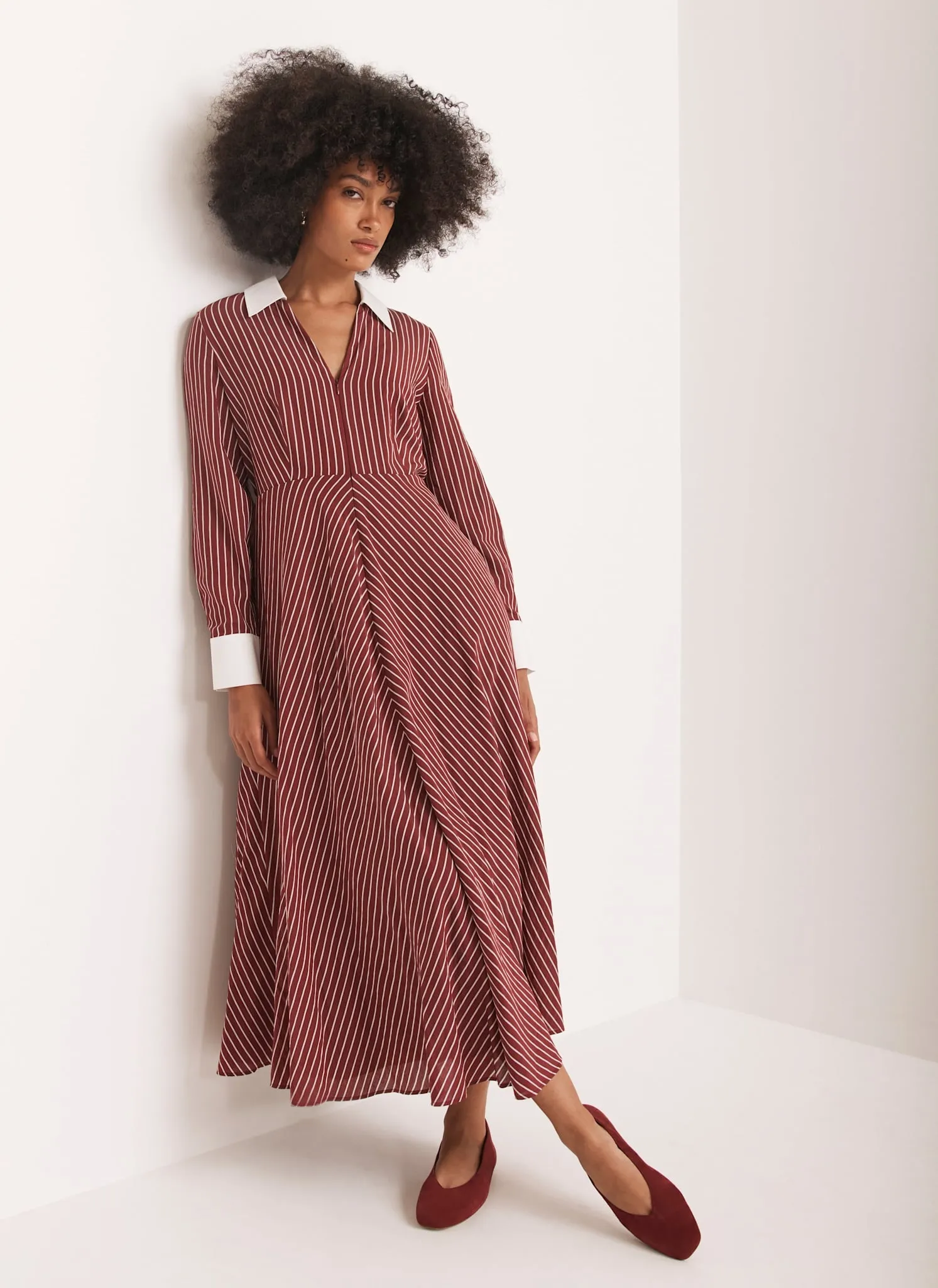 Burgundy Striped Maxi Dress sold by Mint Velvet