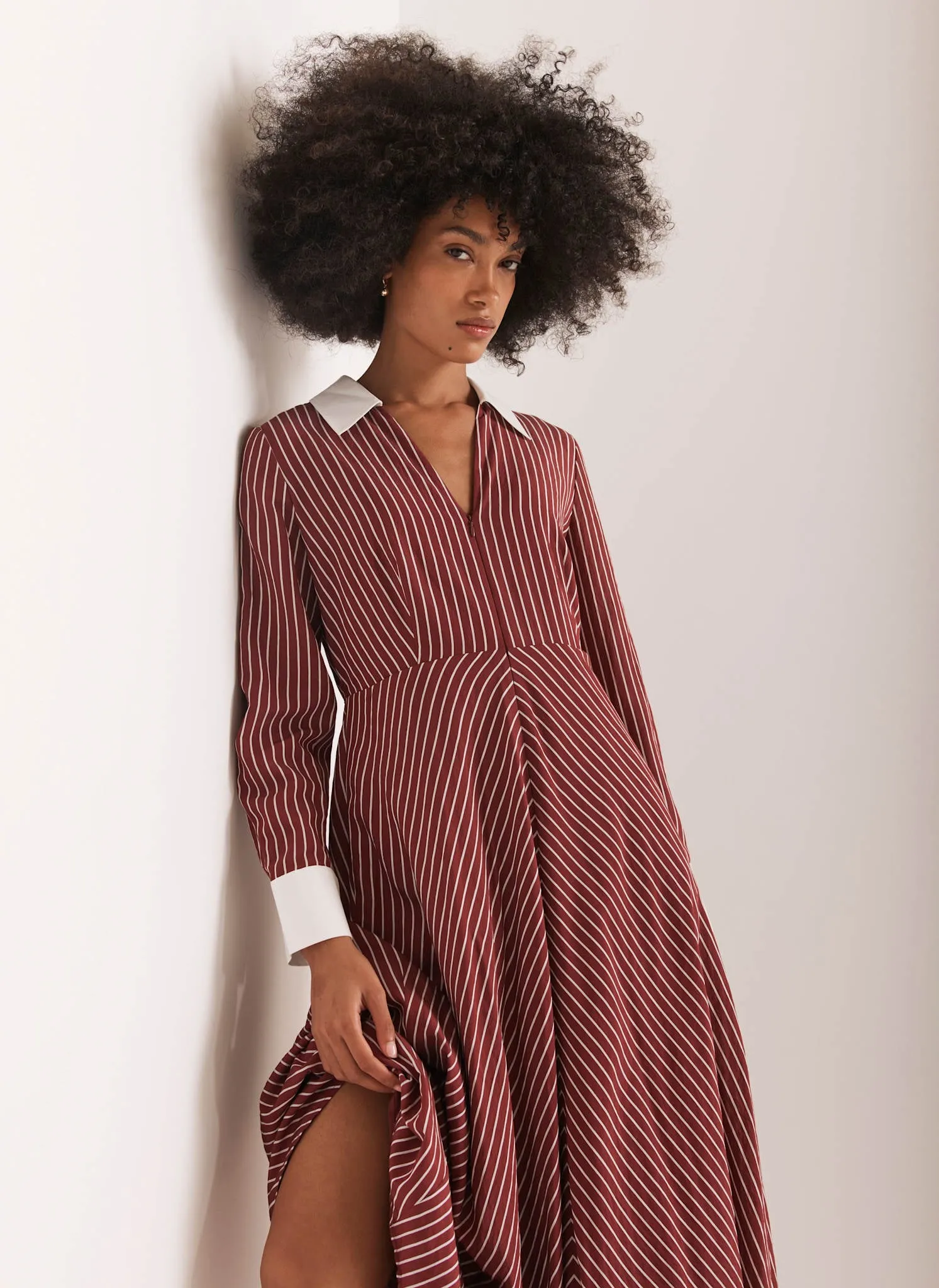 Burgundy Striped Maxi Dress sold by Mint Velvet product image thumbnail 3