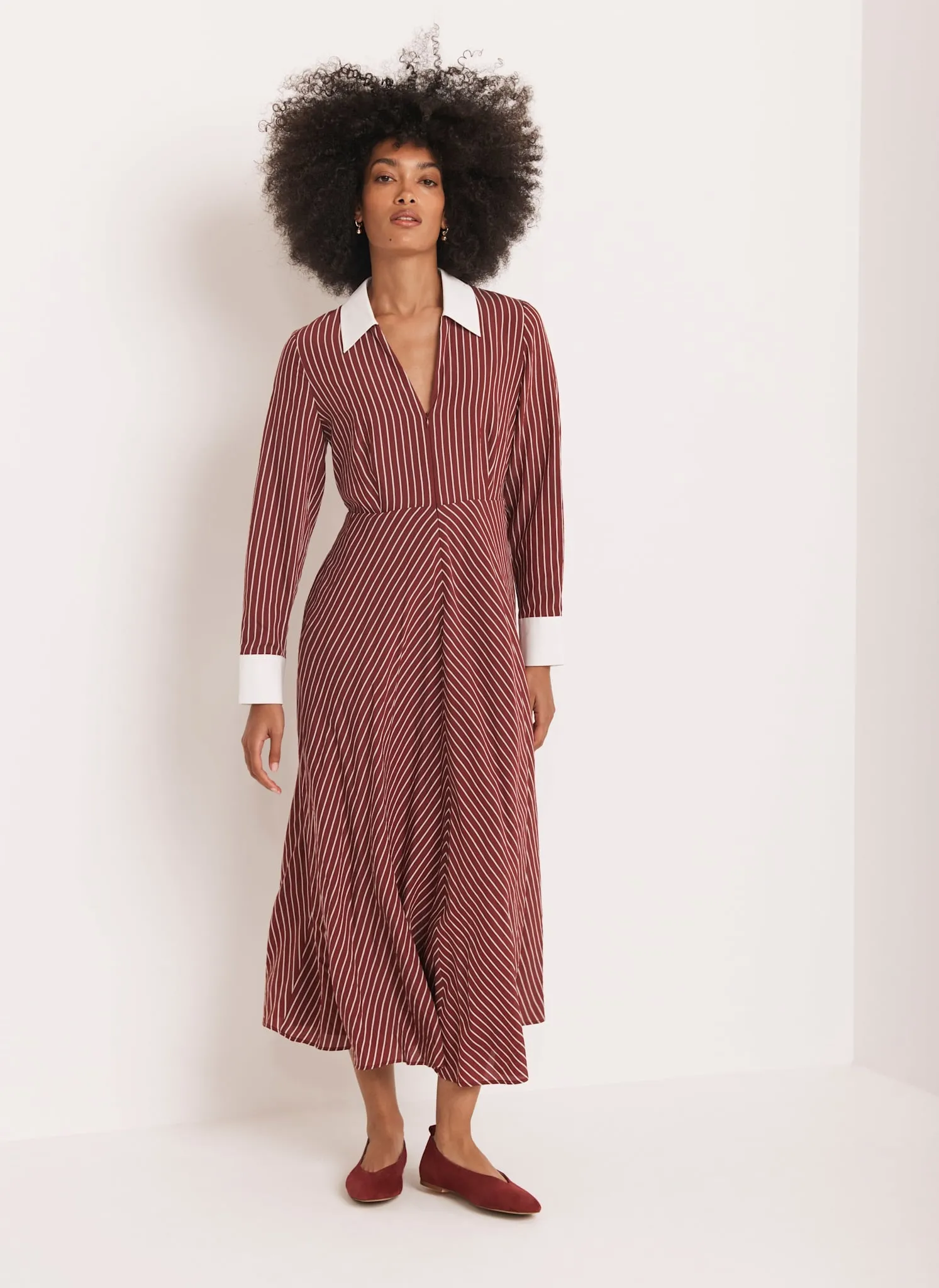 Burgundy Striped Maxi Dress sold by Mint Velvet product image thumbnail 5
