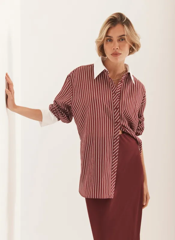 Burgundy Striped Long Sleeve Shirt sold by Mint Velvet