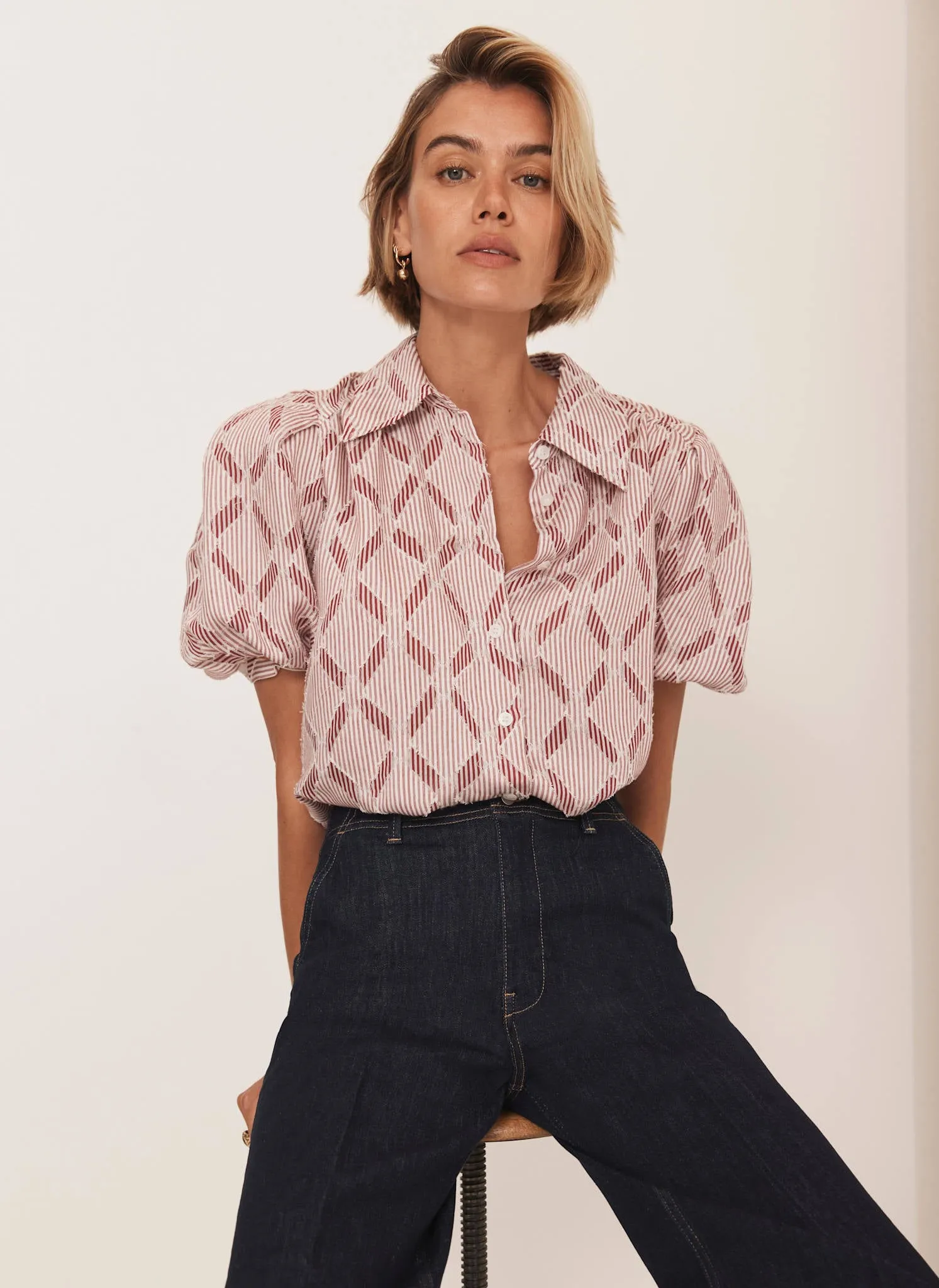 Red Striped Jacquard Shirt sold by Mint Velvet product image thumbnail 4