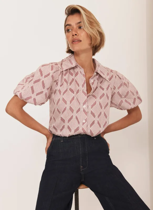 Red Striped Jacquard Shirt sold by Mint Velvet