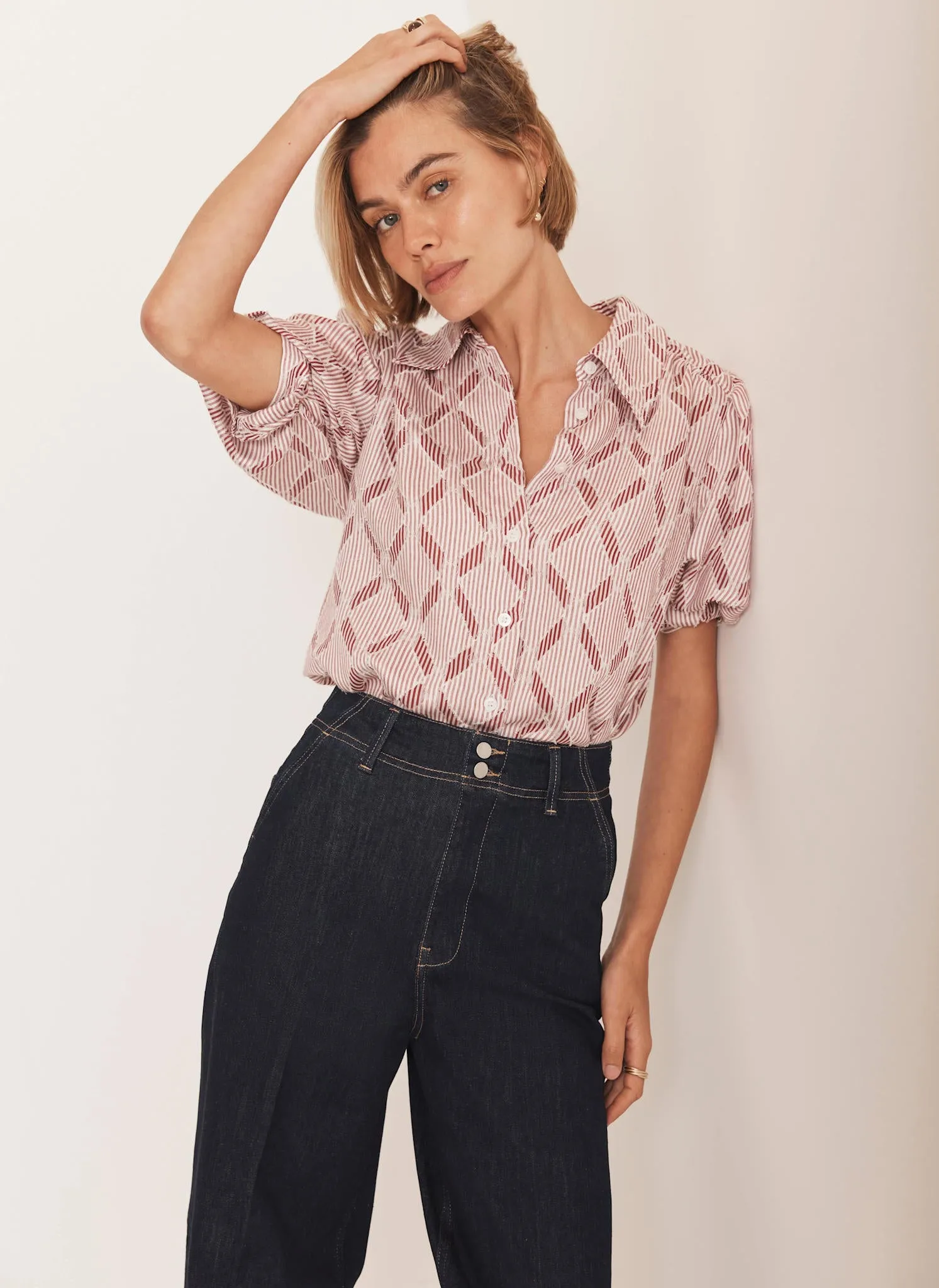 Red Striped Jacquard Shirt sold by Mint Velvet product image thumbnail 2