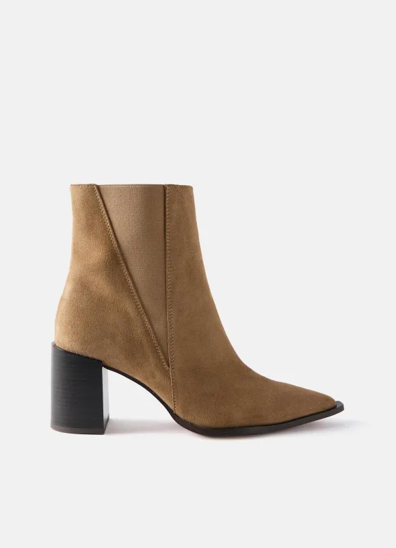 Noa Neutral Suede Block Heel Boots sold by Mint Velvet